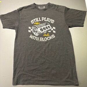 Newport Blue Chevrolet “Still Plays With Blocks”Gray Graphic T-Shirt Men's XL